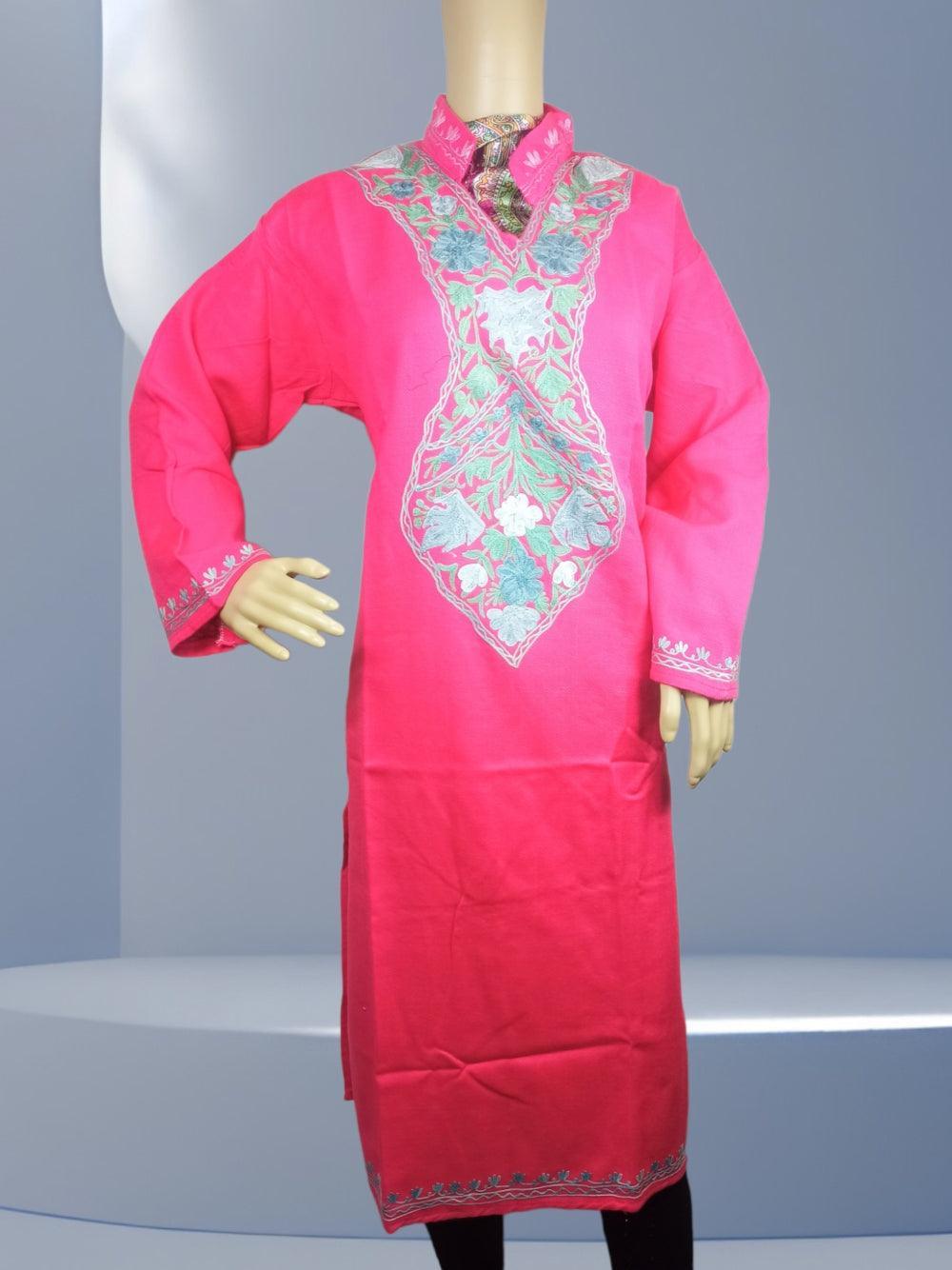 Woolen Long Kurties | Coller V - Neck - ZANSKAR ARTS