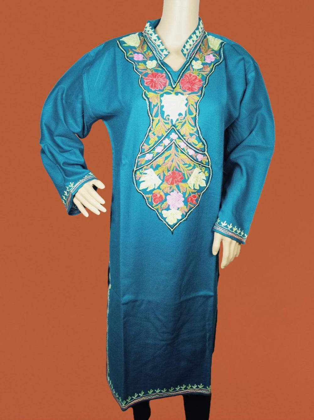 Woollen Long Kurties | Coller V-Neck | XL - ZANSKAR ARTS