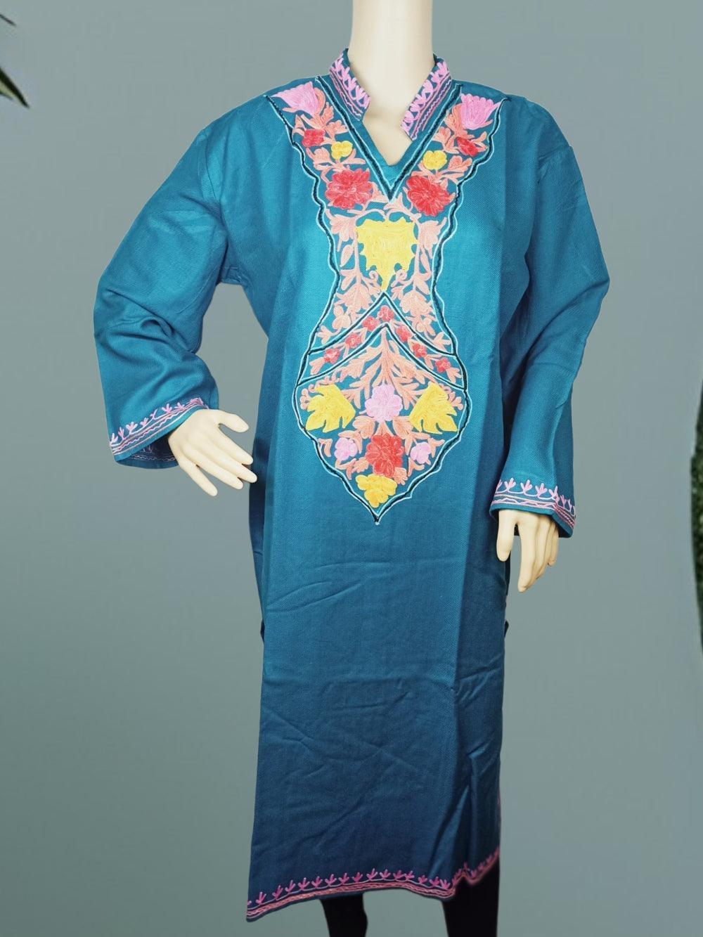 Woollen Long Kurties | Coller V-Neck | XL - ZANSKAR ARTS