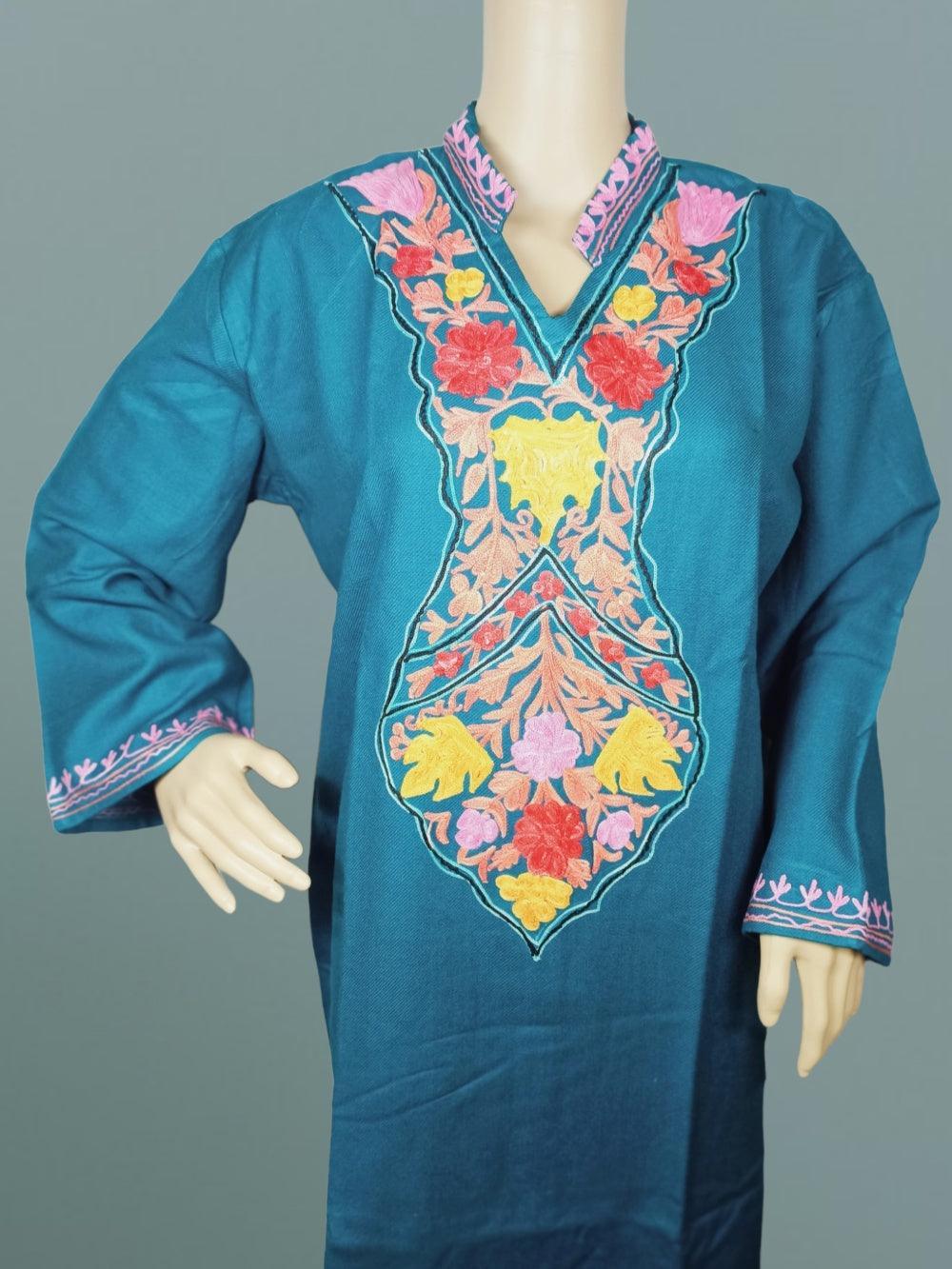 Woollen Long Kurties | Coller V-Neck | XL - ZANSKAR ARTS