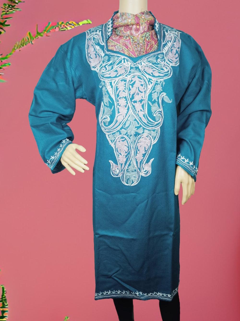 Woollen Long Kurties | Coller V-Neck | XL - ZANSKAR ARTS