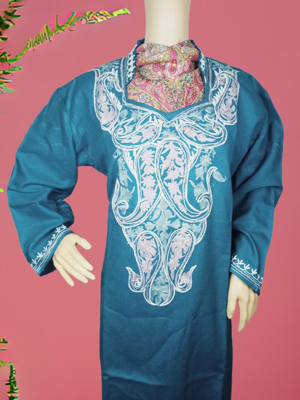 Woollen Long Kurties | Coller V-Neck | XL - ZANSKAR ARTS