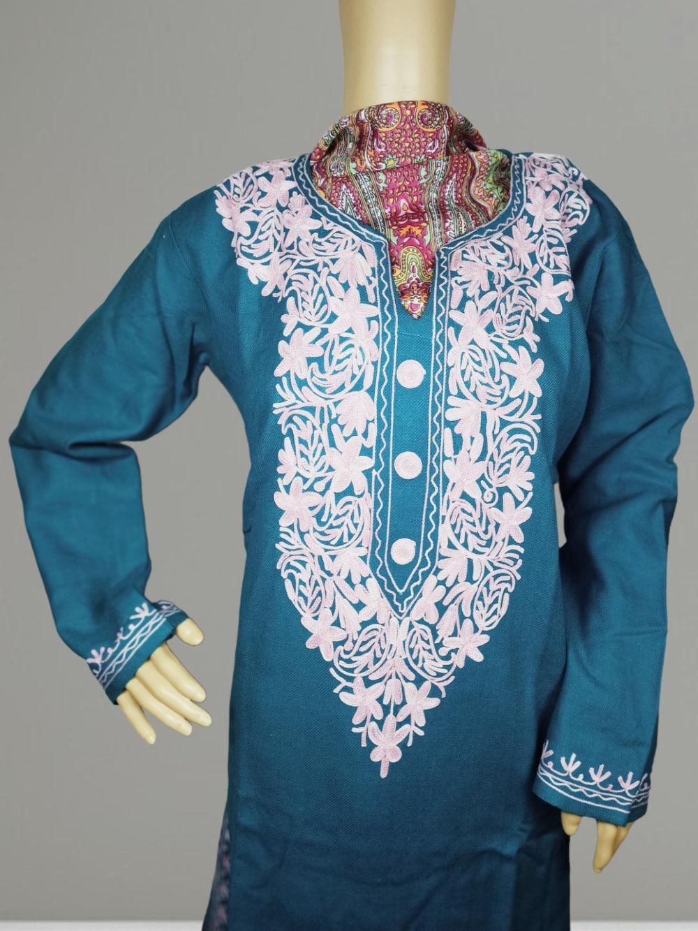 Woollen Long Kurties | Coller V-Neck | XL - ZANSKAR ARTS