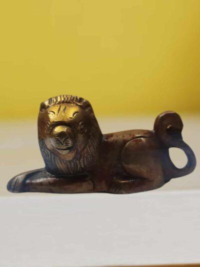 Brass Lion Sculpture | Brass Sitting Lion | Lion Statues - ZANSKAR ARTS