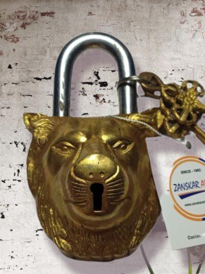 Brass Padlock With Keys | Lion Design Lock | Antique Lock - ZANSKAR ARTS