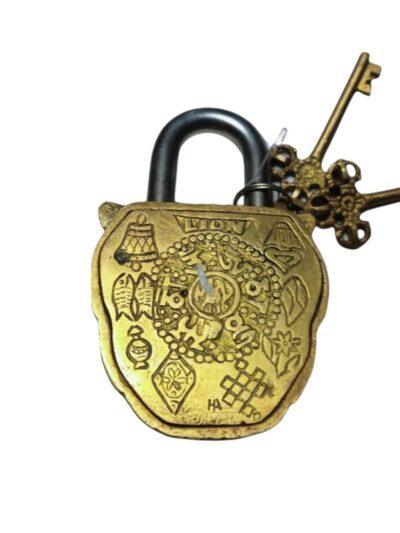 Brass Padlock With Keys | Lion Design Lock | Antique Lock - ZANSKAR ARTS