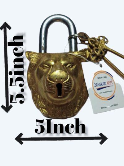 Brass Padlock With Keys | Lion Design Lock | Antique Lock - ZANSKAR ARTS