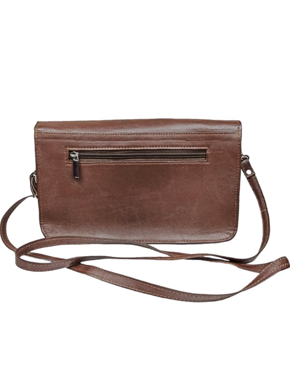 Leather Sling Bag | Aari Hand Clutch | 10" Big Clutch Leather - ZANSKAR ARTS
