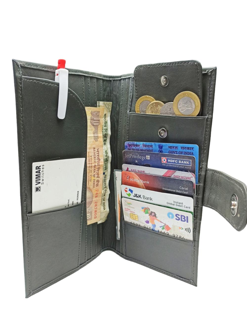 Passport Wallet Leather | Casual Black Clutch | Regular Size - ZANSKAR ARTS