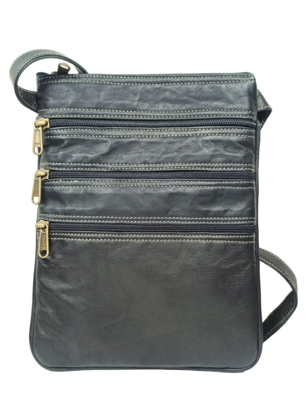 Plain Leather Sling Bag | Plain 5 Zipper | Sling Bag For Girls - ZANSKAR ARTS