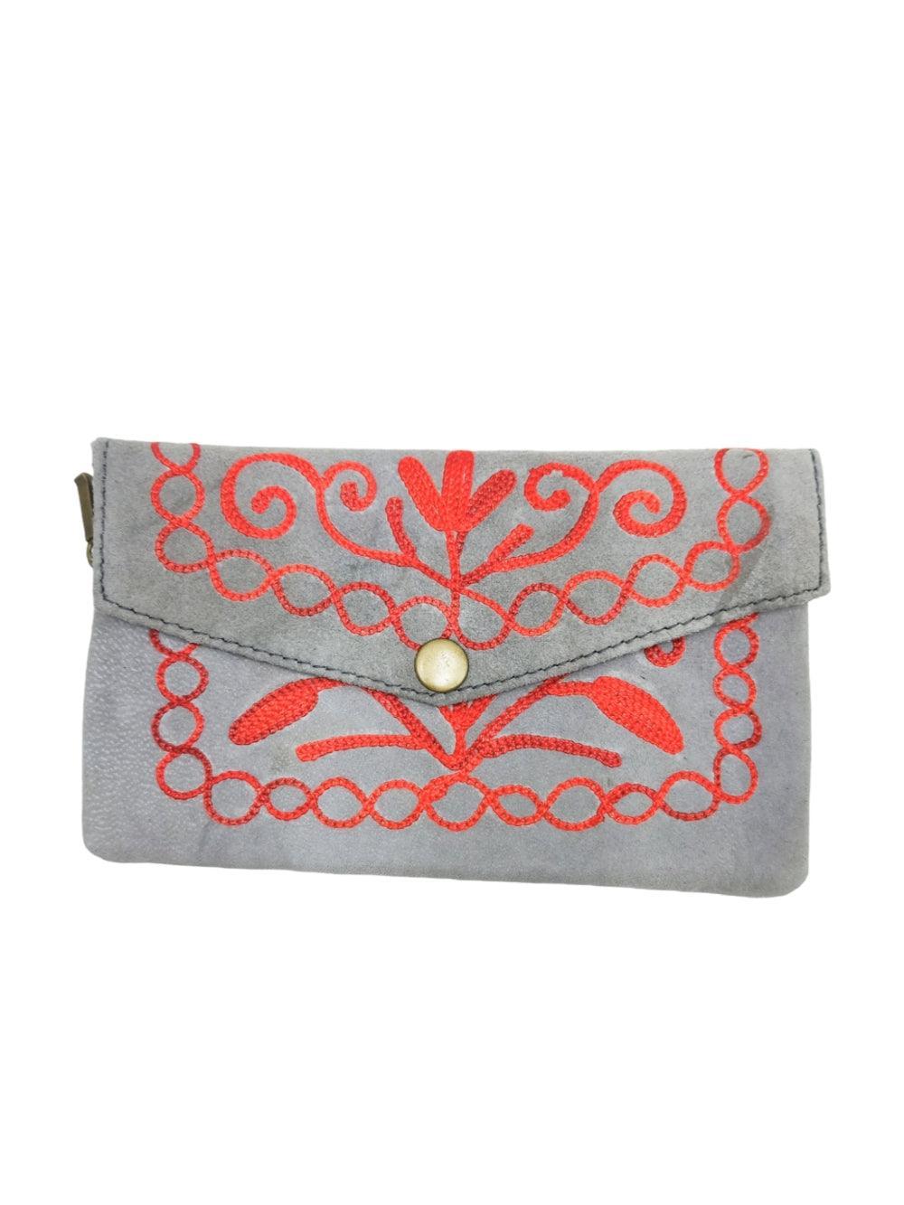 Suede Leather Flap Purse | Kashmiri Flap Purse | 6" Zip Purse - ZANSKAR ARTS