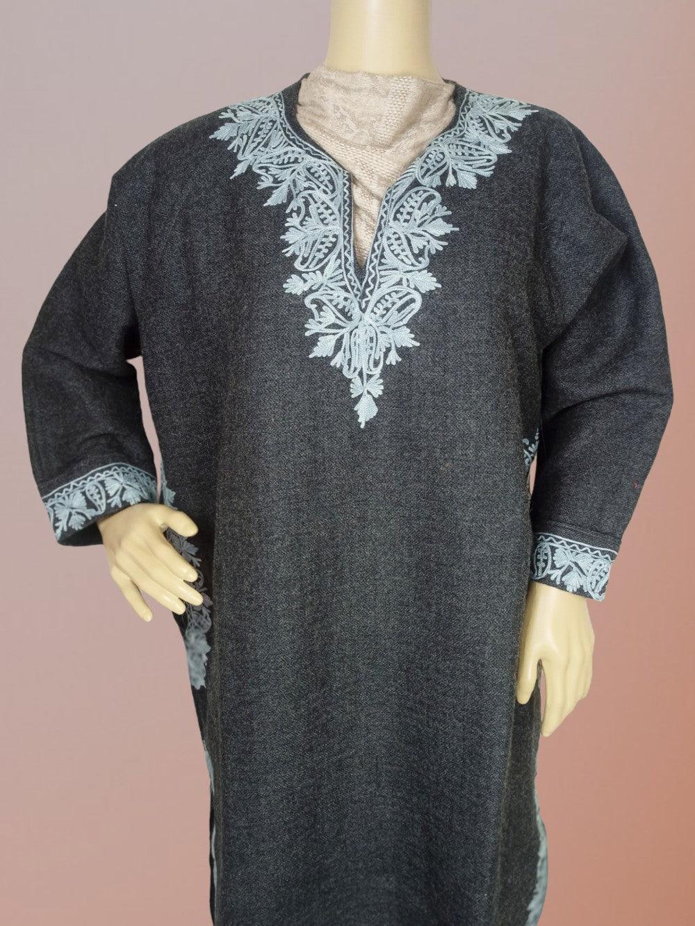 Women Yak Wool Faran | XL Dark Grey | V Neck - ZANSKAR ARTS