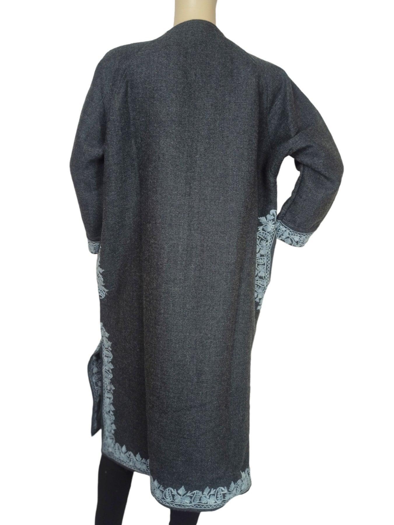 Women Yak Wool Faran | XL Dark Grey | V Neck - ZANSKAR ARTS