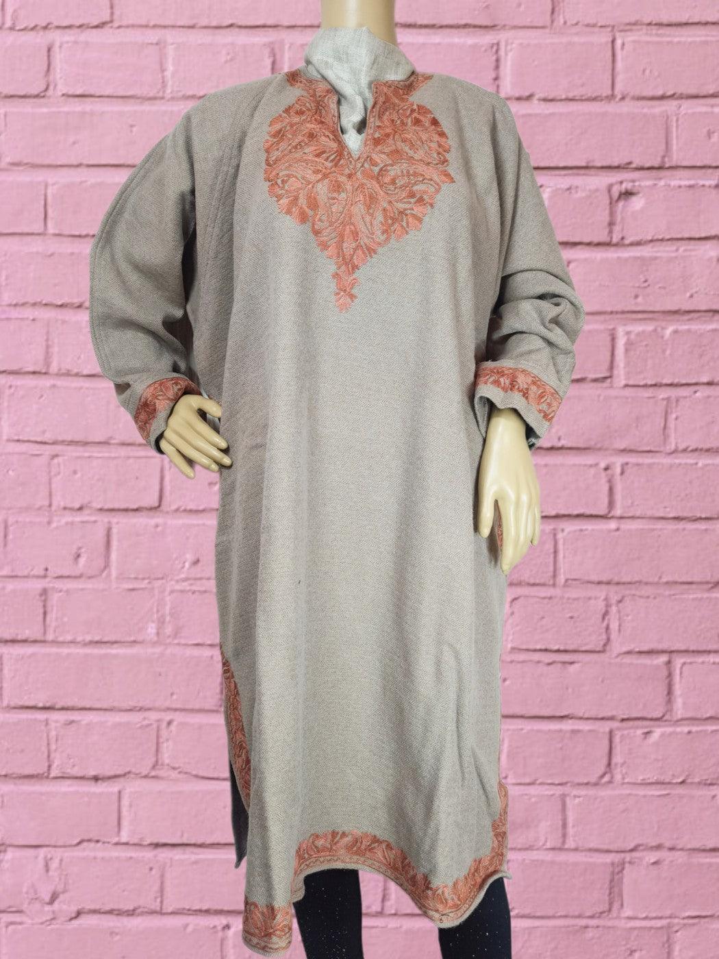 Women Yak Wool Faran (Phiran) | XXL Cream | V Neck - ZANSKAR ARTS