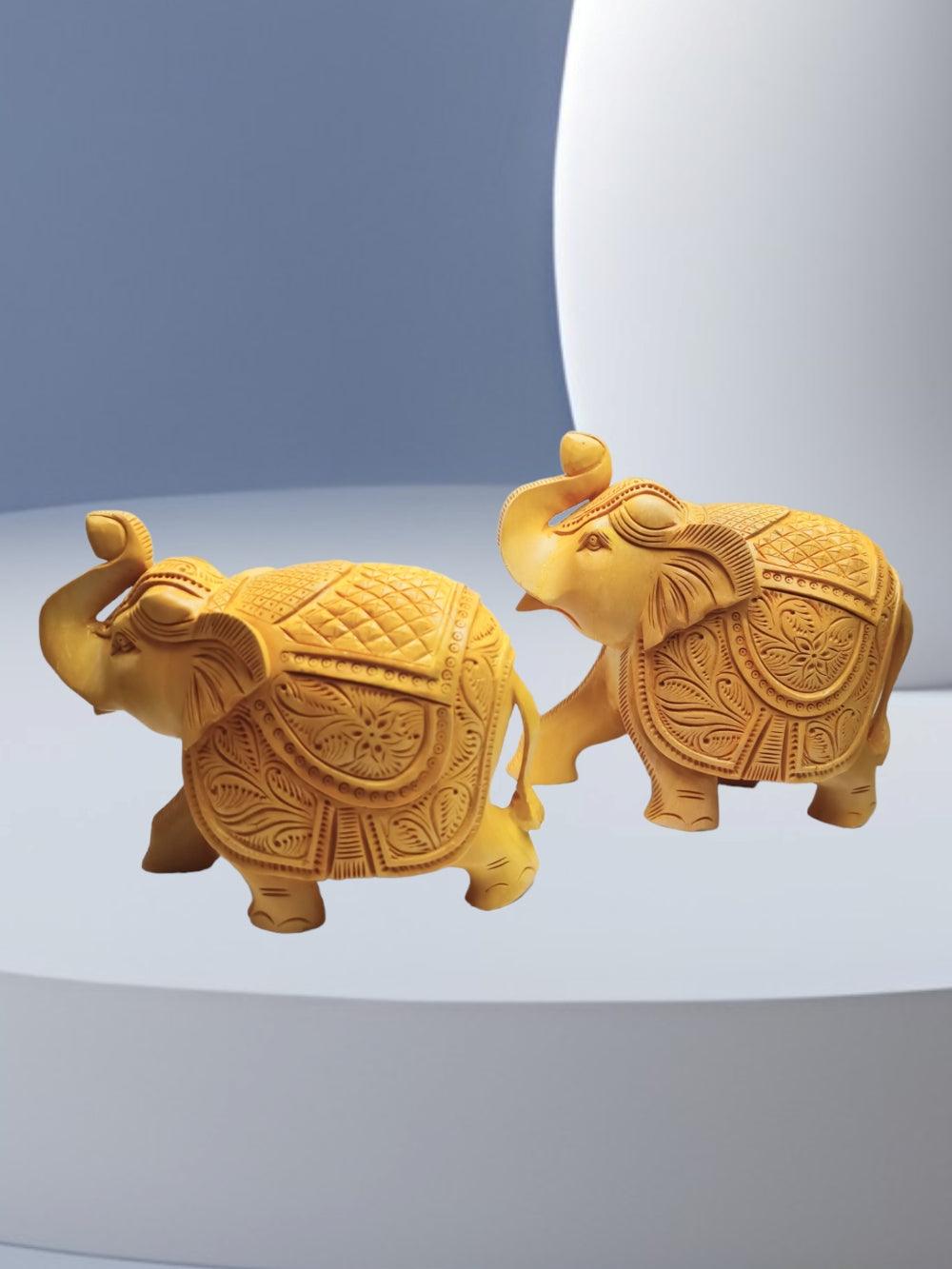 Wooden Elephant | Elephant 2 Piece Set | Handicrafts - ZANSKAR ARTS