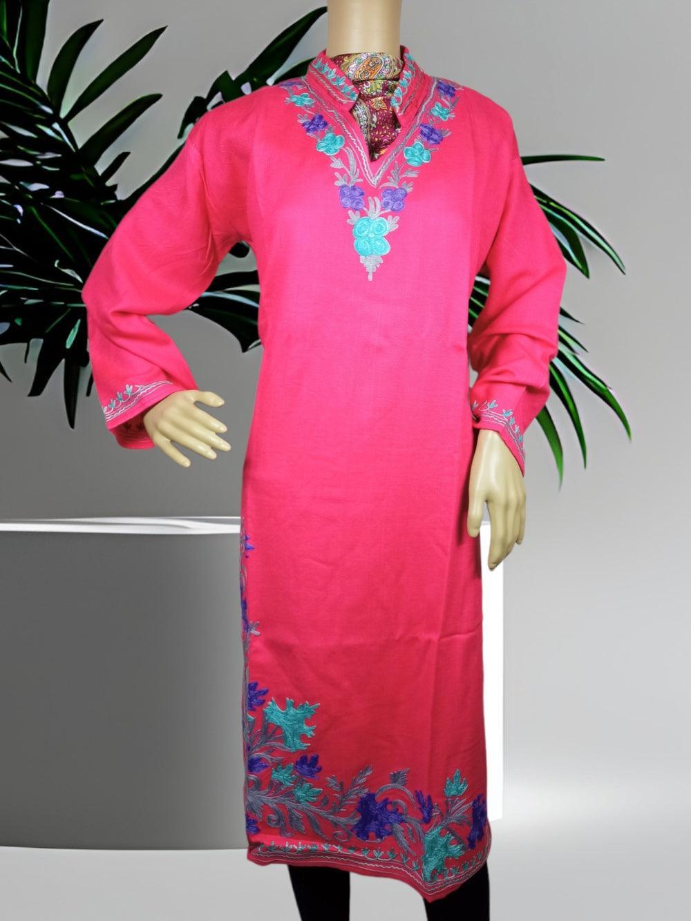 Woolen Long Kurties | V-Neck Coller - ZANSKAR ARTS