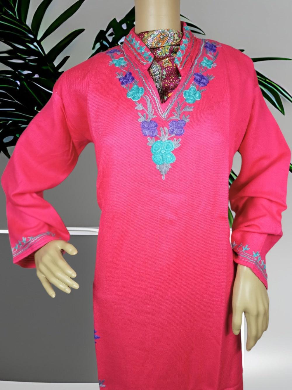 Woolen Long Kurties | V-Neck Coller - ZANSKAR ARTS