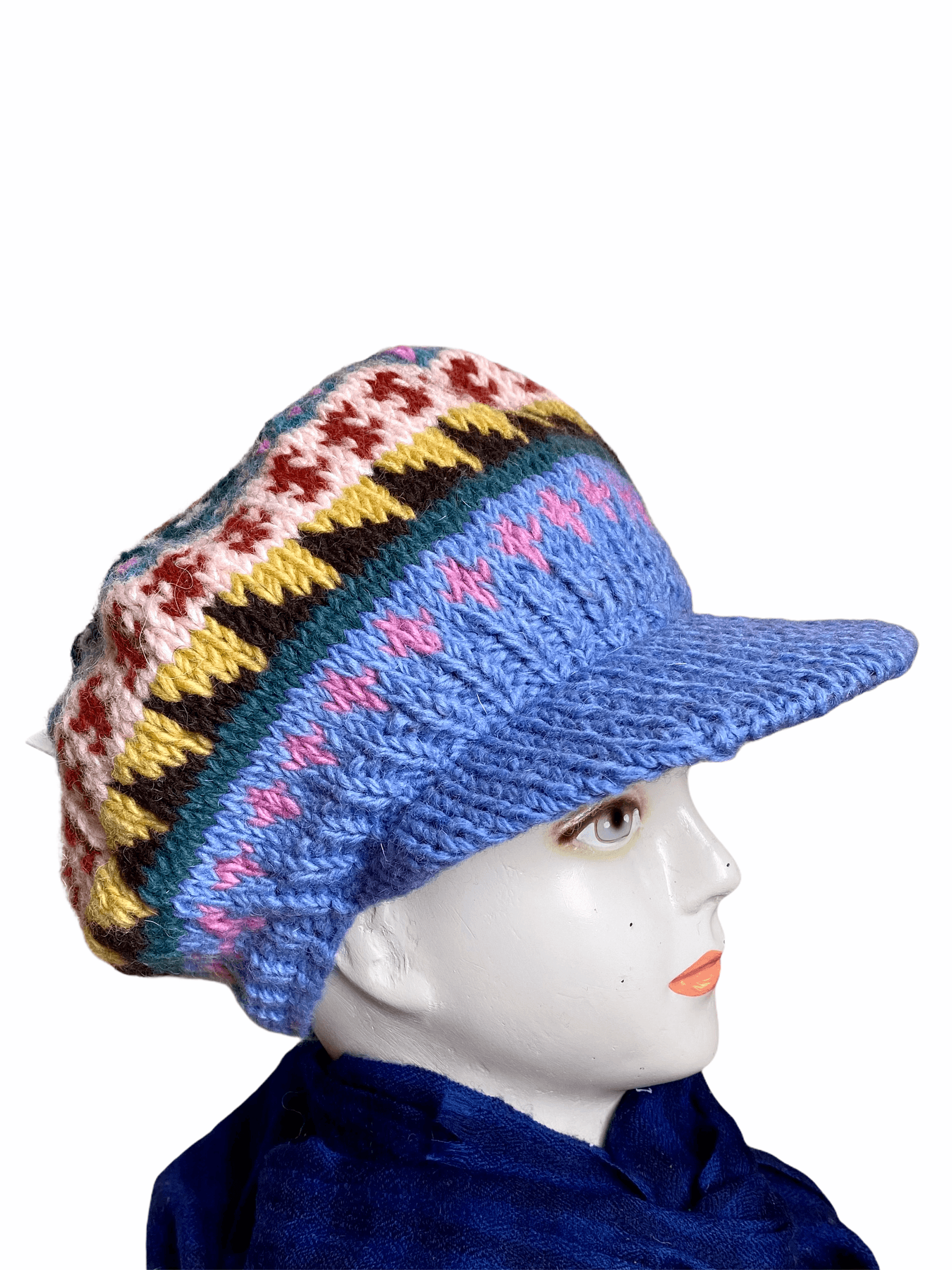Woolen Sun Shade Cap | Fleece inside | Handwoven - ZANSKAR ARTS