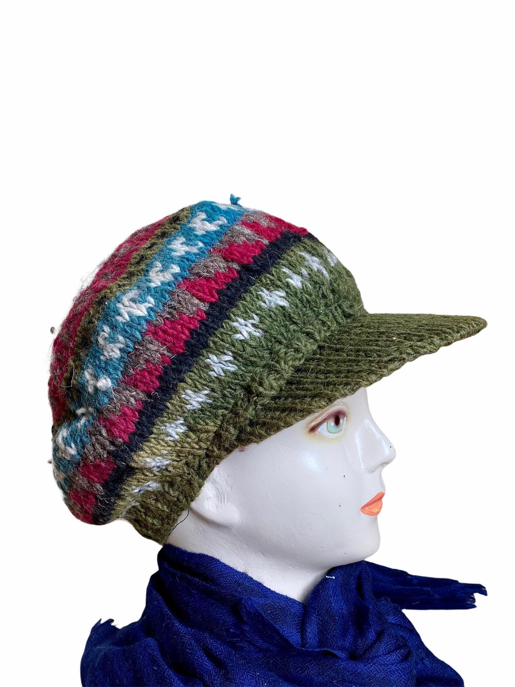 Woolen Sun Shade Cap | Handwoven | Fleece inside - ZANSKAR ARTS