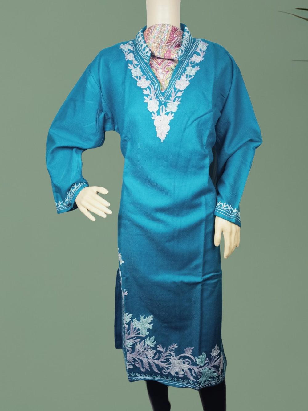 Woollen Long Kurties | Coller V-Neck | XL - ZANSKAR ARTS