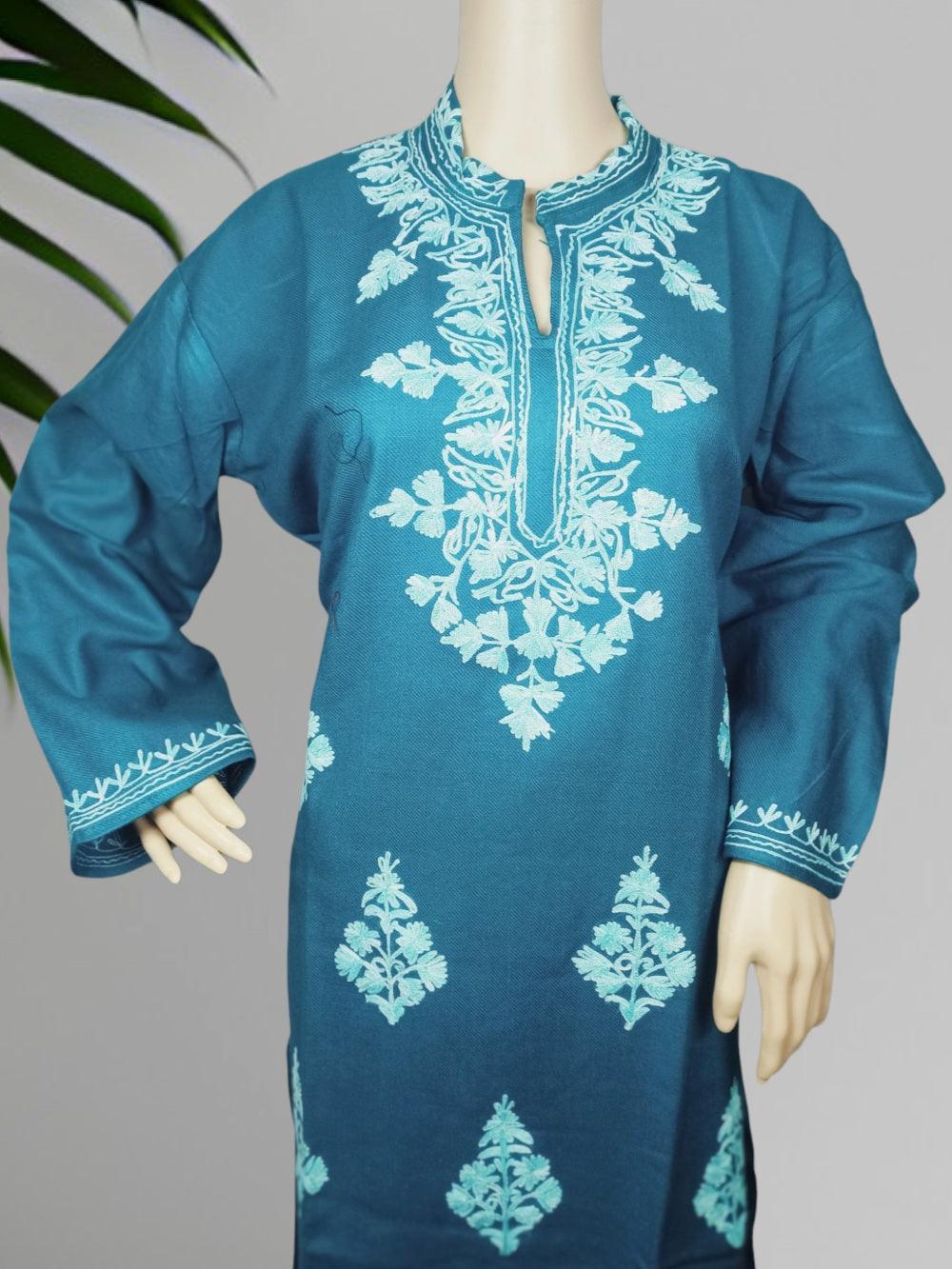 Woollen Long Kurties | Coller V-Neck | XL - ZANSKAR ARTS