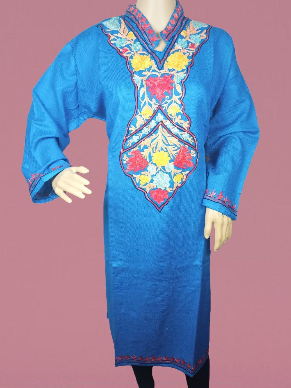 Woollen Long Kurties | Coller V-Neck | XXL, XXXL - ZANSKAR ARTS