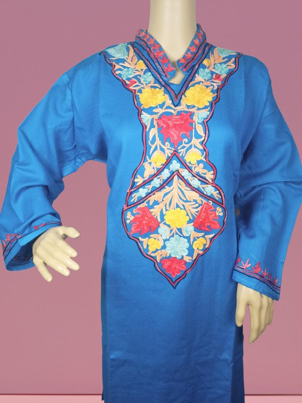 Woollen Long Kurties | Coller V-Neck | XXL, XXXL - ZANSKAR ARTS