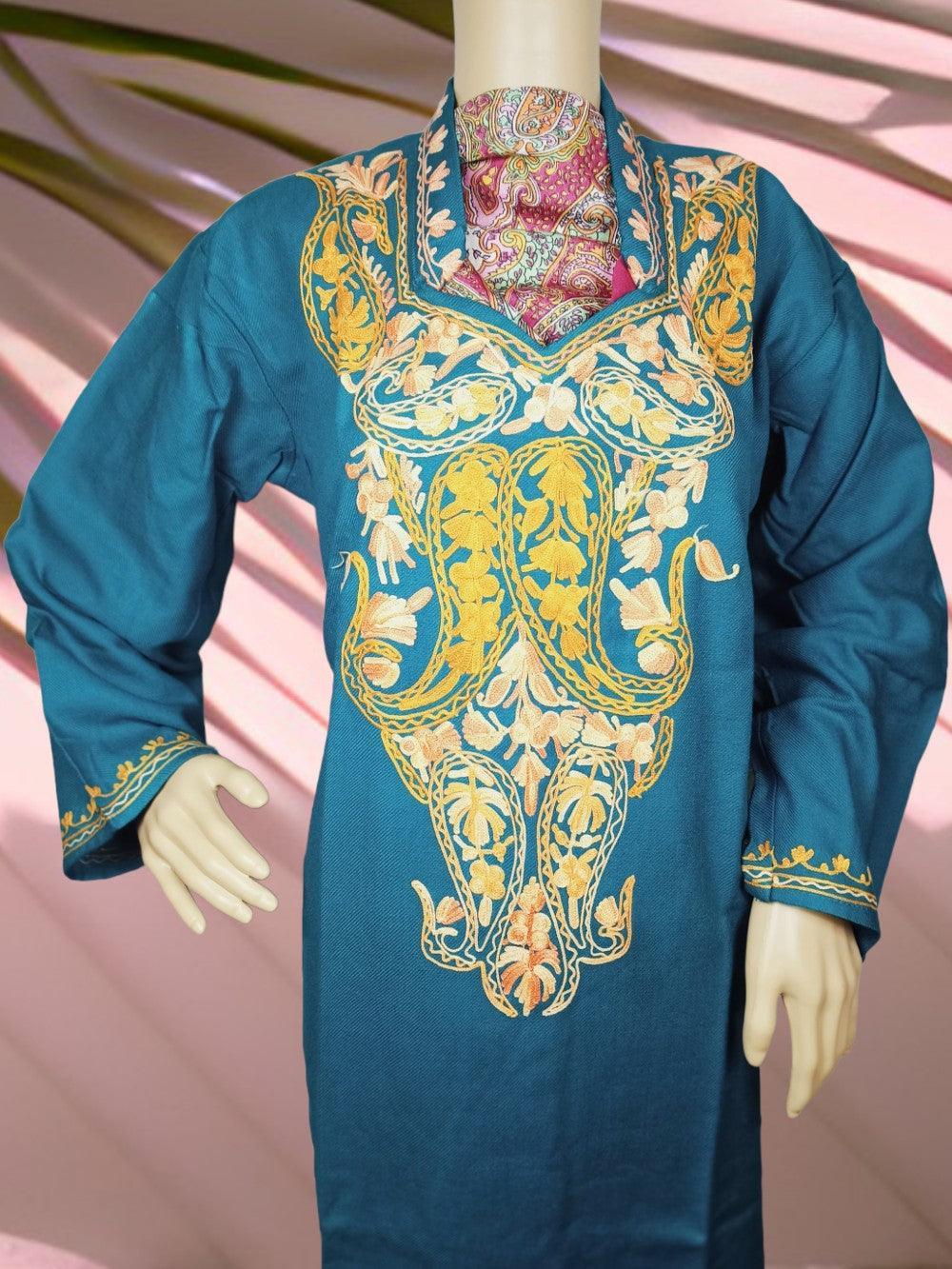 Woollen Long Kurties | Coller V-Neck XXL - ZANSKAR ARTS