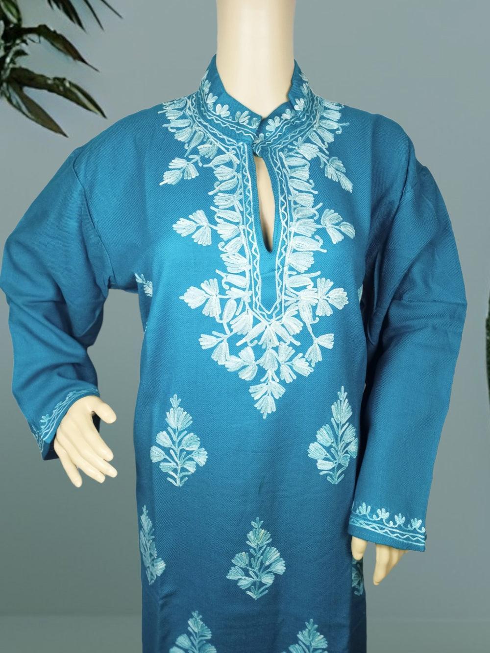 Woollen Long Kurties | Coller V-Neck XXL - ZANSKAR ARTS