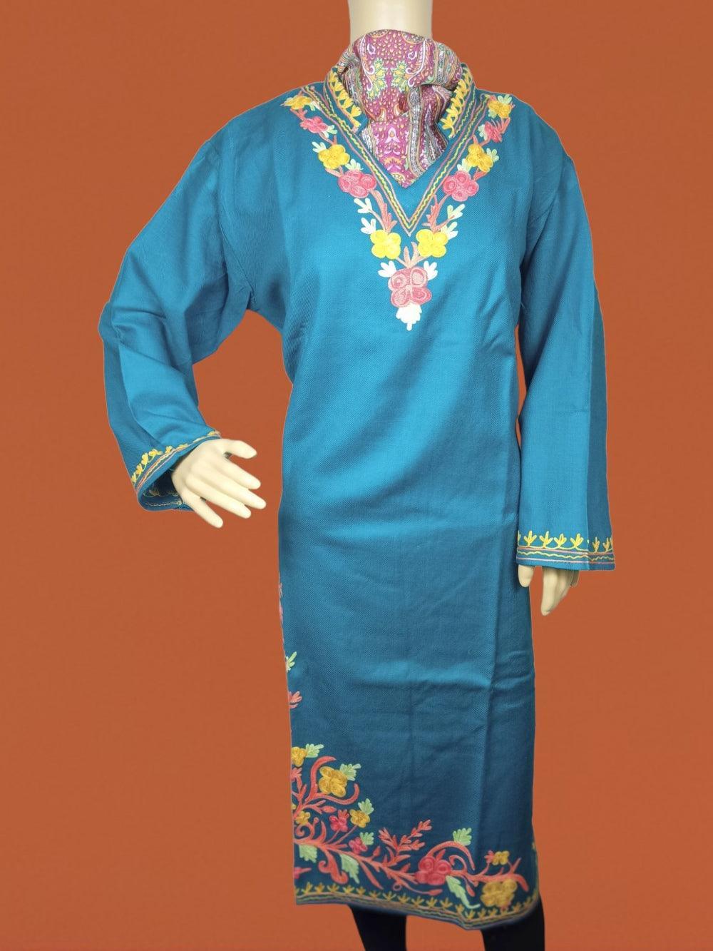 Woollen Long Kurties | Coller V-Neck XXL - ZANSKAR ARTS