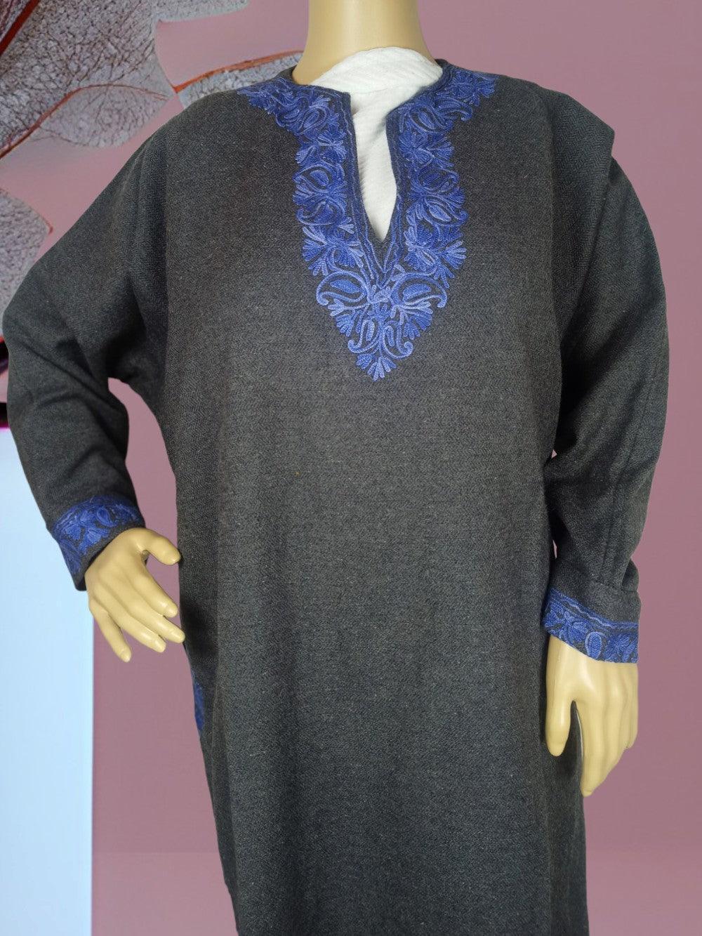 Yak Wool Faran | Grey XL | Kasmiri Culture - ZANSKAR ARTS